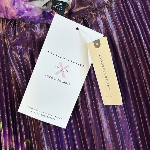 Anthropologie Delfi Accordion Floral Print Shimmer Midi Skirt-NWT!! - Picture 7 of 11